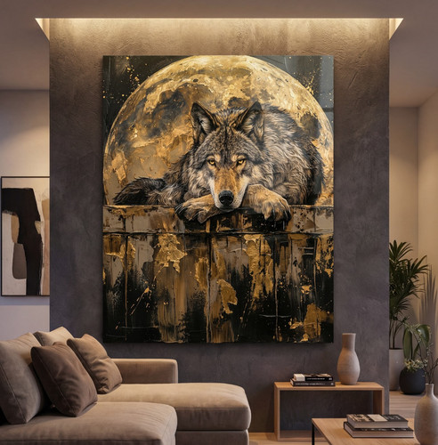 Wolf und mond bild - wolf,