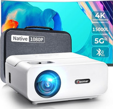 Video Projektor Beamer Weiß Heimkino 1080P Full-HD 4K Wifi HDMI BT - Giaomar C12