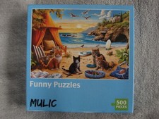 Hochwertiges  Puzzle 500 Teile - Katzen am Strand - Funny Puzzle