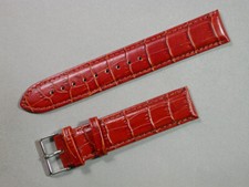 langes FILA Leder Uhrenarmband Rotbraun Krokodil 20mm Edelstahlschließe 7637