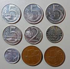 Kleine Münzsammlung Tschechische Kronen 1993, 1994, 2008