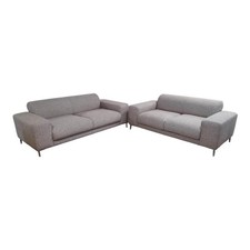 Ponsel Polstergruppe 79053 Bezug Stoff 1211 12 Grau Creme Fuß Metall Alu Poliert