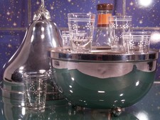 Eis würfel behälter chrom mini Haus Bar  "Birne" 6 Schnaps/ Likör gläser