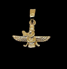 18k Gelbgold Farvahar Ahura Zoroastrische Achämeniden Anhänger 18mm