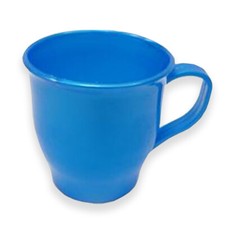 Teebecher Trinkbecher Kindergarten Becher blau 9x9cm Tasse Henkel Saft Kunststof