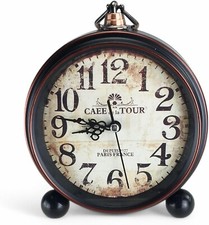 Tischuhr Ohne Ticken, Wecker - Antike Vintage Retro Nostalgie Design Metall