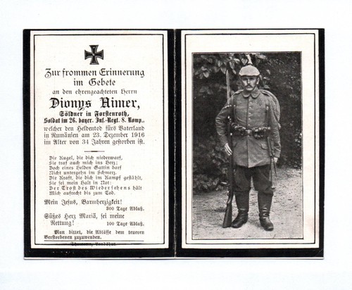 Sterbebild soldat forstenroth - soldat,
