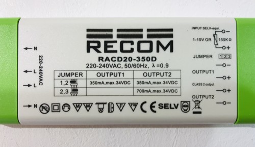 Recom racd20 350d led treiber - recom,