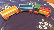 Nostalgische Holzeisenbahn 50er Jahre – Dampfzug + 2 Waggons für Sammler