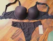 Mey Bügel-BH +Slip,Soft Schalen nahtlos T-Shirt Gr.70E Spitze Neu Braun