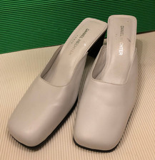 Daniel Hechter Damen Pantolette, Mules, Sabots Leder, Weiß Gr. 37,5 / 38 Vintage