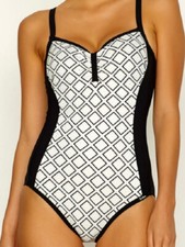 Lidea Badeanzug schwarz Shape Wear Serie Shiny Honey­comb, mit Bügel, Gr 42D Neu