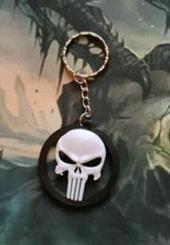Punisher Schlüsselanhänger Totenkopf Zweifarbig Schwarz Weiß 3D