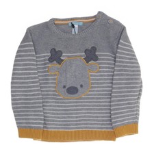 Obaïbi, Weihnachtspullover, Größe: 86, Grau/Weiß/Gelb, Print, Musterstrick -H83