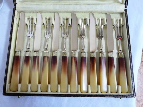 Altes dessertbesteck messing - altes,