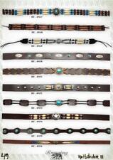 1 braunes schmales Leder Hutband, Western Hut Band mit Conchos+ Nieten,n.Wahl