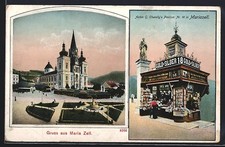 AK Maria Zell, Anton G. Charellys Pavillon Nr. 18, Verkauf von Ansichtskarten,  