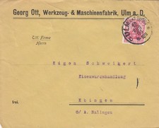 ULM, Briefumschlag 1905, Georg Ott Werkzeug-Maschinen-Fabrik