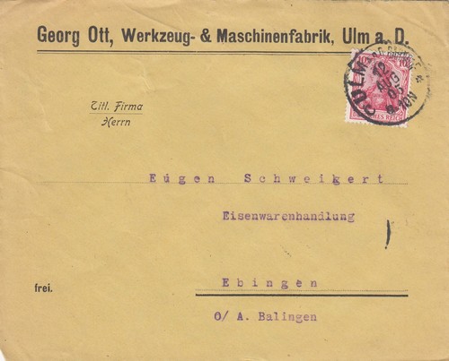 Ulm briefumschlag 1905 georg - ulm,,