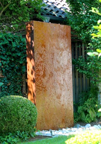 Cortenstahl wasserwand 200cm - cortenstahl,
