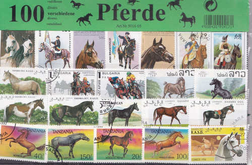 100 briefmarken motive pferde - 100,