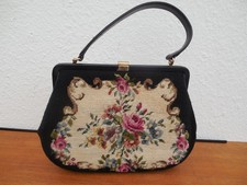 Gobelin Handtasche Blumen Stickerei Vintage  (B)