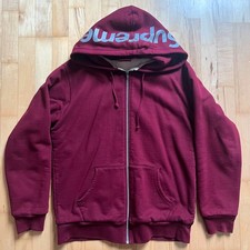 Supreme 3m Thermal Hooded Zip up Pullover Large Burgundy