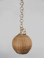 KORB RATTAN BAMBUS WICKER LAMPENSCHIRM SCHIRM MCM DESIGN 1970s Ø 29 cm NATUR