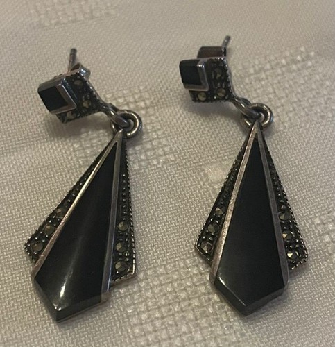 Art déco ohrstecker mit onyx - mit,