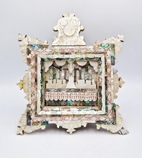 EDLE GROSSE JERUSALEM GESCHNITZTE PERLMUTT LETZTES ABENDMAHL SZENE TAFEL um 1900