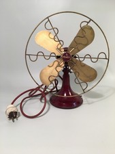 Alter Siemens Schuckert Tisch Ventilator / W 250 T / Dunkelrot  / 40- 50er Jahre