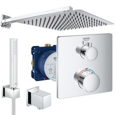 Unterputz Duschsystem, Kopfbrause 300 x 300 mm, Grohe Grohtherm, Regendusche