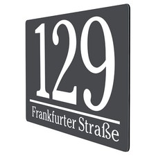 Hausnummernschild Anthrazit modernes Design Hausnummer Straßenname Abstandhalter