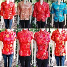 Asia Miss China-Geisha-Qipao Bluse/Blazer/Top Asia-Muster 3/4 Ärmel Gr. 34-48