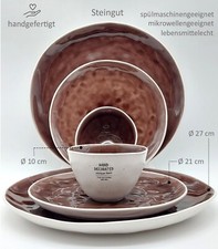 Tafelservice 6 teilig Geschirrset Steingut 2 Personen, handmade Tellerset