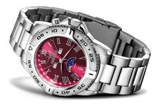 FIREFOX Mondphasenuhr Herrenuhr Blatt sunray rot Edelstahl 10 ATM Miyota 6P80