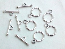 5 Knebel Verschlüsse T-Schließe 13mm Verschluss Silberfarben Schmuck Basteln