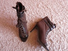 ASH High Heels Ankle Boots Schnürstiefelette Peep Toe Stiefelette Boots Braun 40