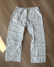 Pyjama Hose türkis blau Print weites Bein Baumwolle Gr. 38