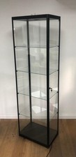 Vitrine Schwarz Alurahmen 60x40x180 mit Beleuchtung Glas Böden,gut Erhalten