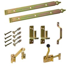 Ladenband Kloben Set Scharnier Torband Türband Torgriff Riegel Schrauben gelb