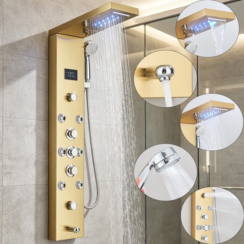 Gold led duschset - duschset, edelstahl