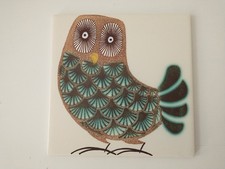Fliese Kachel  15 x 15 cm Eule Vintage Grafik Nr 105