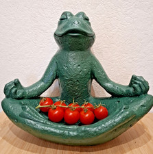 Steinfigur Yoga Frosch Schale Tierfigur Steinguss Vogeltränke  40x24x36cm 3kg