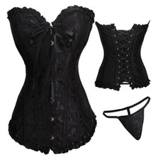 Neu Sexy Top Dessous Burlesque Corsage Vollbrust Korsett Korsage Damen Corset DE