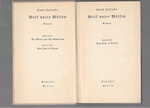 Erstausgabe hans fallada wolf - hans,