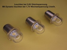 3 Stück LED Birne 6V (Halogen) HS3 P13,5S für Fahrrad Dynamo.