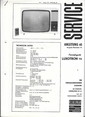 Rft service anleitung - rft-, service-anleitung