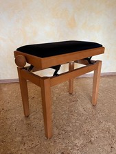 Klavierbank Pianobank höhenverstellbar Buche Velourbezug schwarz