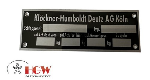 Typenschild deutz serie - typenschild,